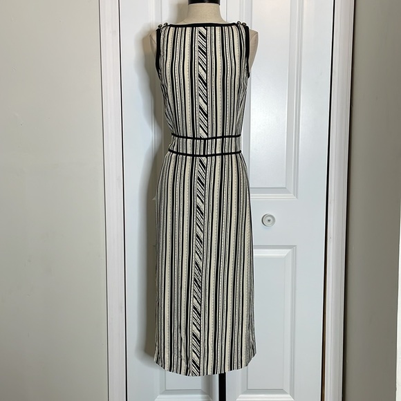 Tory Burch White Purple stripes Polka Dots Sleeveless A Line V-neck Dress 2 - Picture 15 of 16